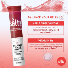 Seltz Balance Your Belly tablets dissolve in 10 oz water for flavor control