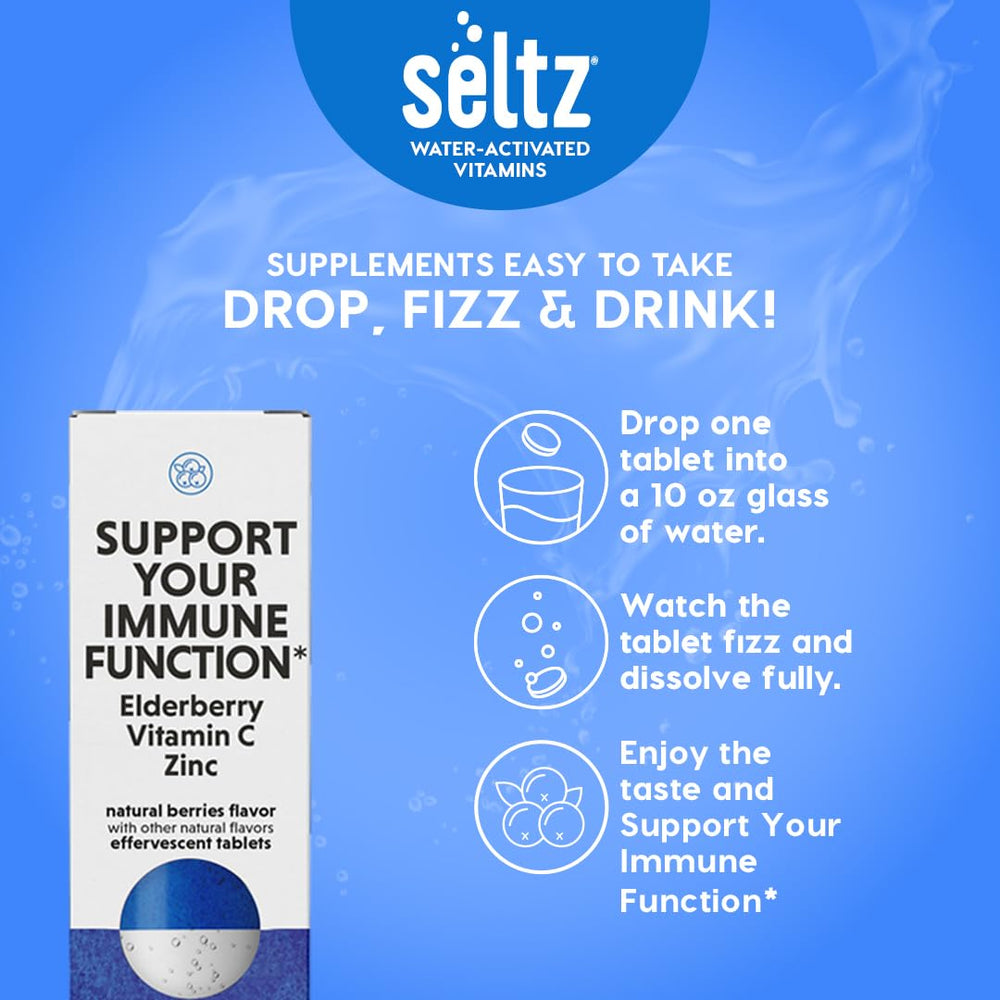 Seltz dissolving tablet in a glass of water.