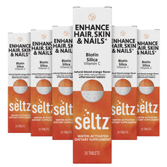 Seltz Enhance bottle front with beauty-support tablets.