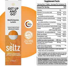 Label notes lutein and tropical flavor for Seltz Get Up and Go