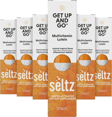 Seltz Get Up and Go tablet dissolving in water for a refreshing energy start