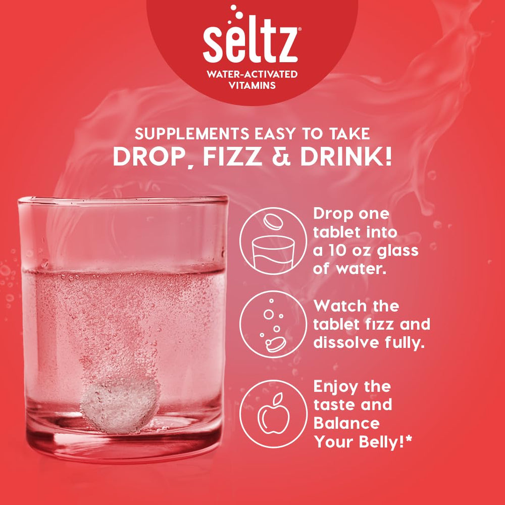 Seltz travel tube inside purse and gym bag, illustrating portability benefit
