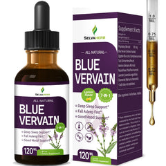 Selvaherb Blue Vervain Drops bottle promoting calm sleep support.