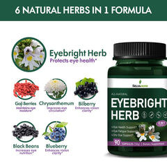 Selvaherb bottle with eye chart accent emphasizes eye fatigue support.