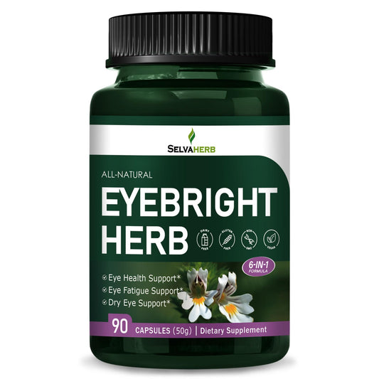 Selvaherb eyebright capsules bottle for eye health support.
