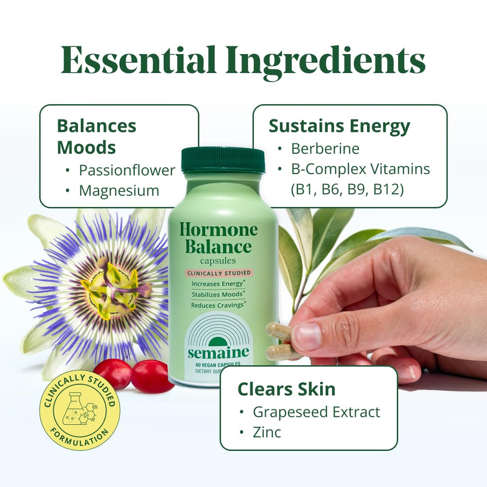 Semaine Hormone Balance berberine phytosome focus emphasizing active formulation.
