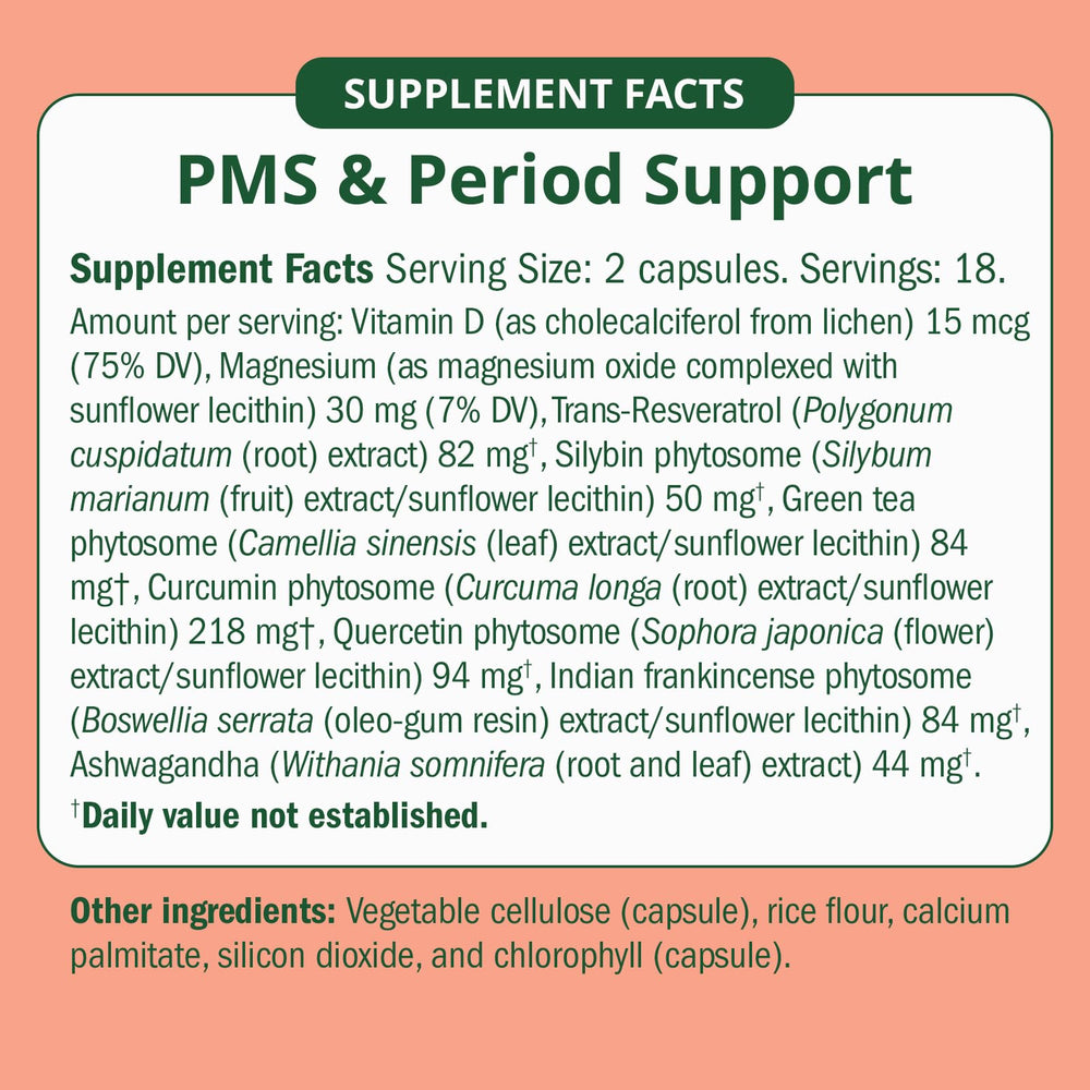 Semaine PMS Relief capsules close-up showing easy-to-take form to support the cycle.