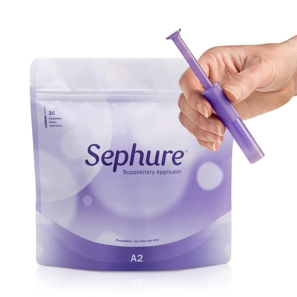 Sephure easy-to-use suppository applicator boxed for hygienic single-use packaging.