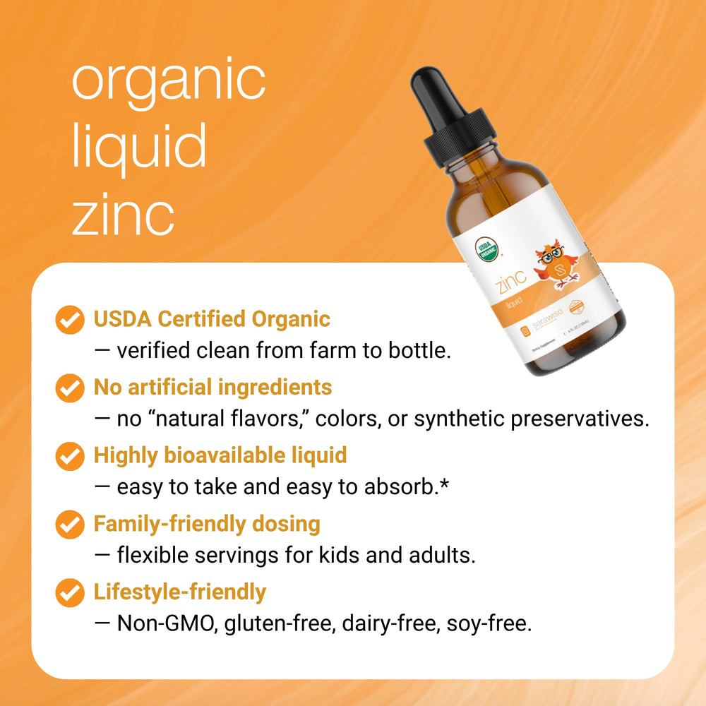 Serawise Organic Liquid Zinc can be mixed with water or beverages for convenience.