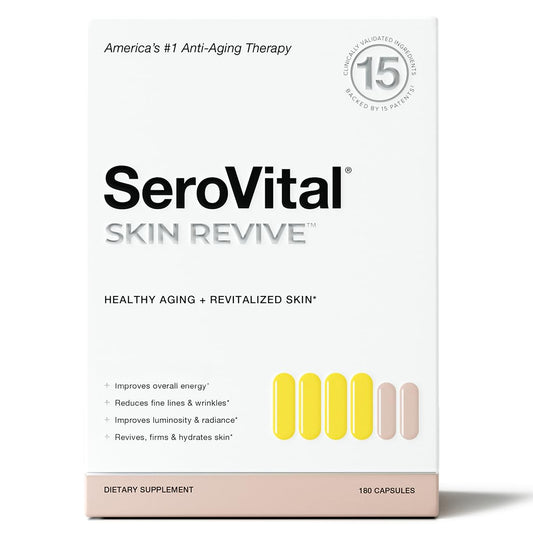 Serovital Skin Revive bottle with day-night formula supporting hydration.