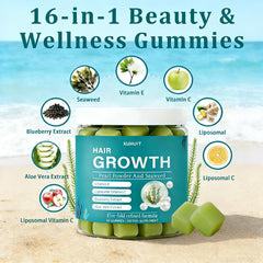 SERSANVE Seaweed Hair Growth Gummies aloe vera imagery suggests soothing, hydrated skin.