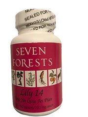 Seven Forests Lily 14 Tablets bottle shown for easy daily use and portability.