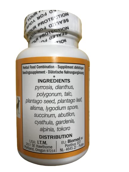 Seven Forests Pyrrosia tablets close-up highlighting herbal blend supporting normal kidney function.