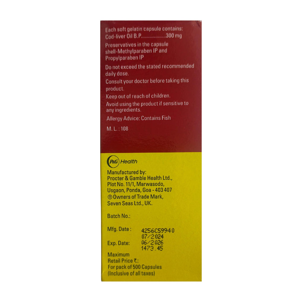 Seven Seas Cod Liver Oil capsules arranged for a simple routine.