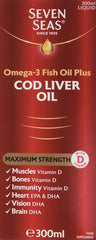 Seven Seas Cod Liver Oil label close-up highlighting purity and strength for informed daily choices.