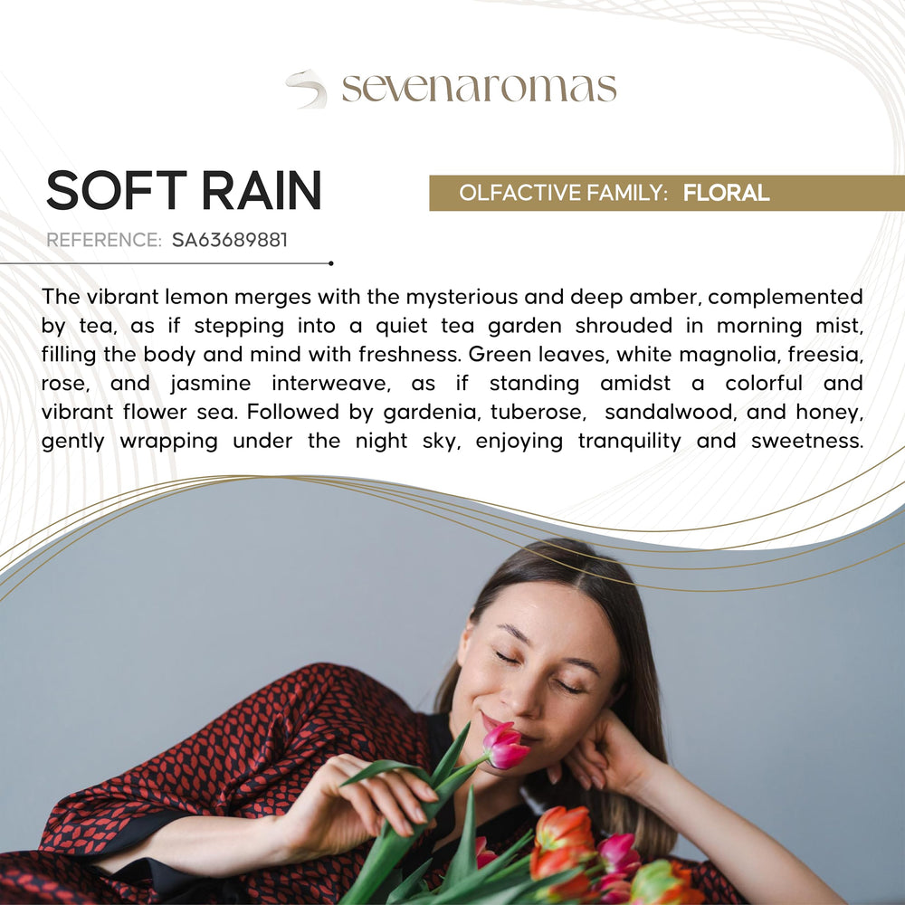 SevenAromas calming floral-heart visual suggests serene, balanced rooms with subtle elegance.