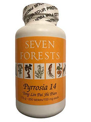 Seven Forests Pyrrosia bottle close-up promoting urinary comfort.