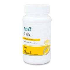 SFI Health DHEA 25mg bottle on shelf, easy daily use concept