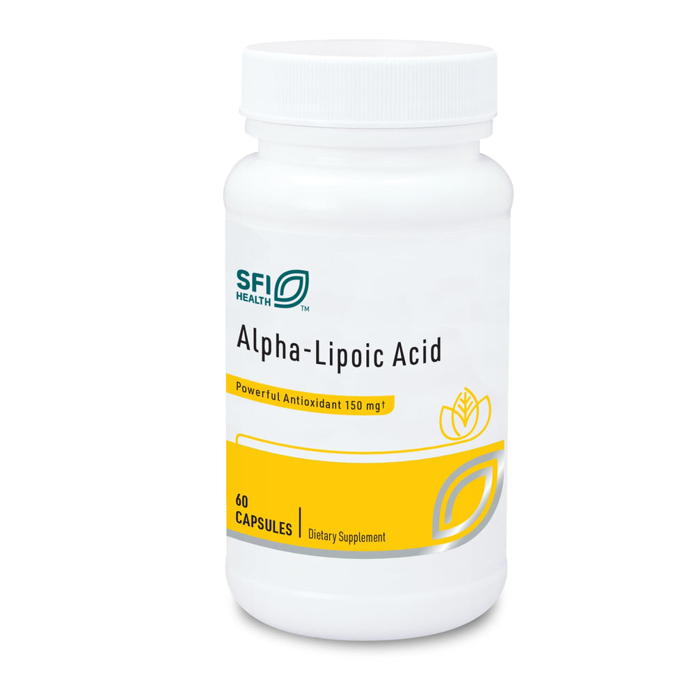 SFI Health Klaire Labs Alpha-Lipoic Acid 150mg bottle for detox support.