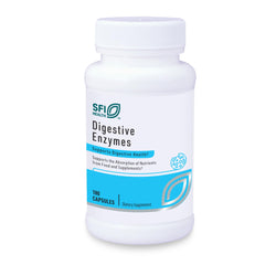 SFI Health Klaire Labs Digestive Enzymes bottle with label promotes overall digestion