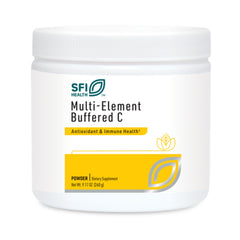 SFI Health Klaire Labs Buffered C bottle shows gentle stomach formula.