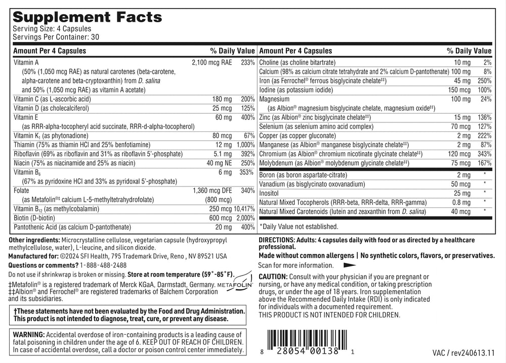VitalActiv ingredient panel highlights L-5-MTHF and methylcobalamin