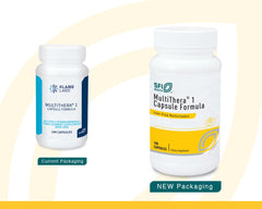 SFI Health MultiThera capsules close-up emphasizes easy-to-swallow vegetarian capsules.