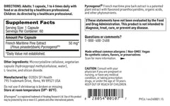 Packaging of Pycnogenol 50mg showcasing pine bark extract quality.