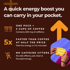 SGC Mocca Shots on-the-go packaging held in hand for portable energy.