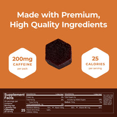 SGC Mocca Shots Salted Caramel individual gummy in hand for quick energy