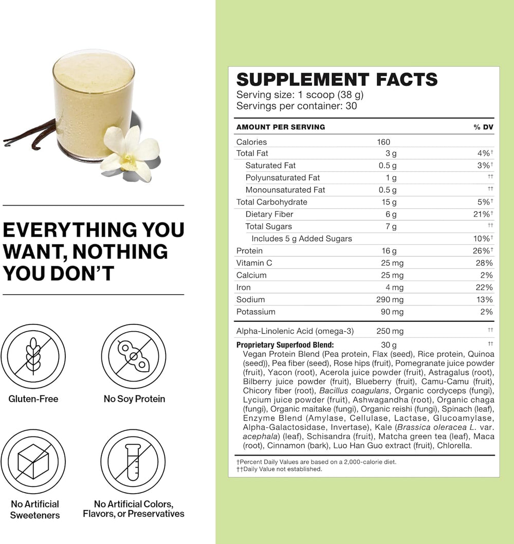 Shakeology vanilla shake in glass highlighting delicious, satisfying nutrition