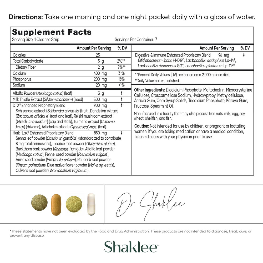 Shaklee 7-Day Cleanse night packets promoting restful evenings and overnight balance