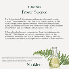 Shaklee B-Complex packaging card with dosage and benefits.