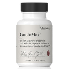 Shaklee CarotoMax bottle shows macula density support for eye health.
