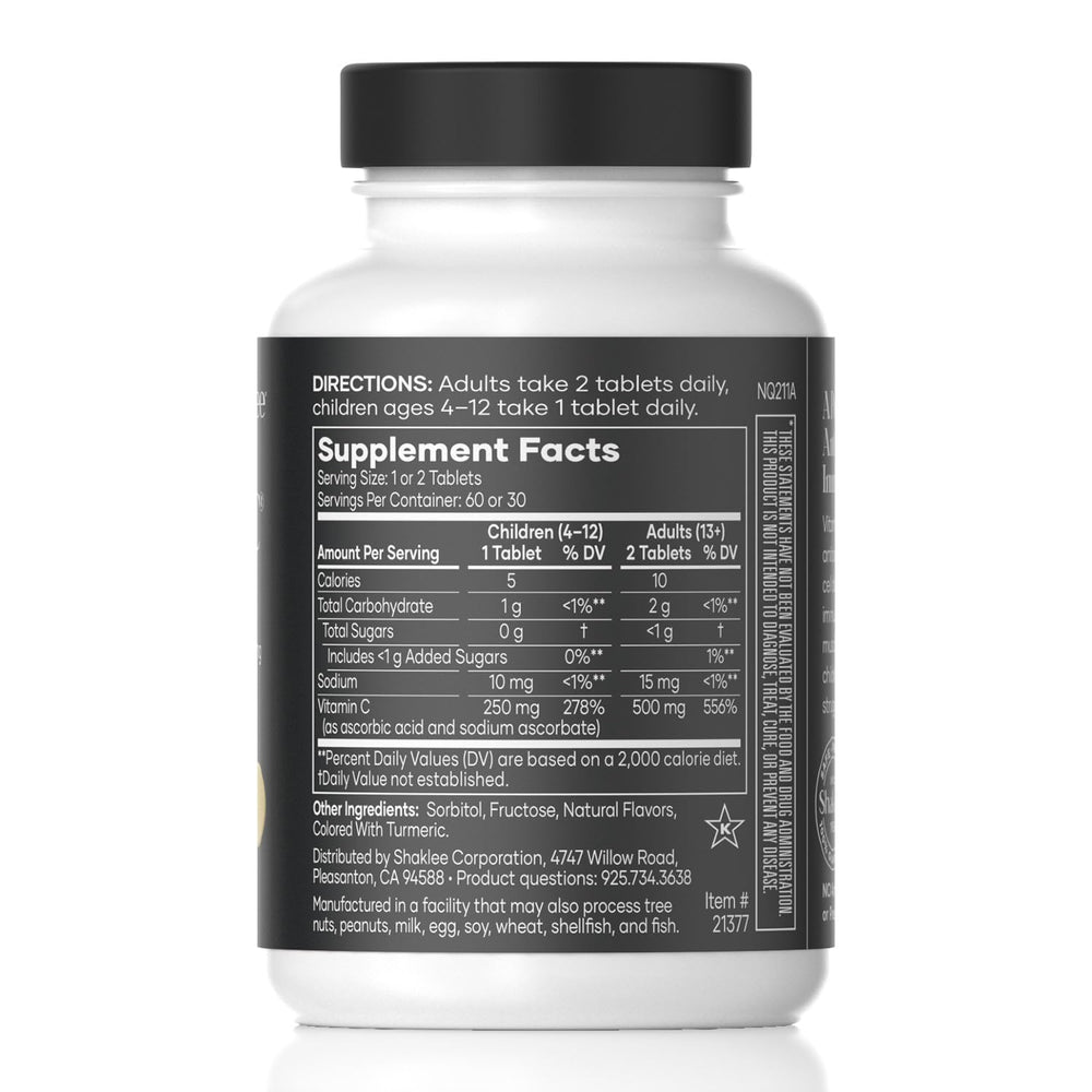 Front view of Shaklee Vita-C 250mg bottle with bright label.