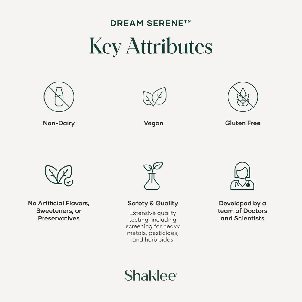 Shaklee Dream Serene packaging and bottle displayed for lifestyle product shot