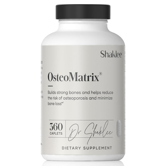 Shaklee OsteoMatrix bottle front shows bone health support formula