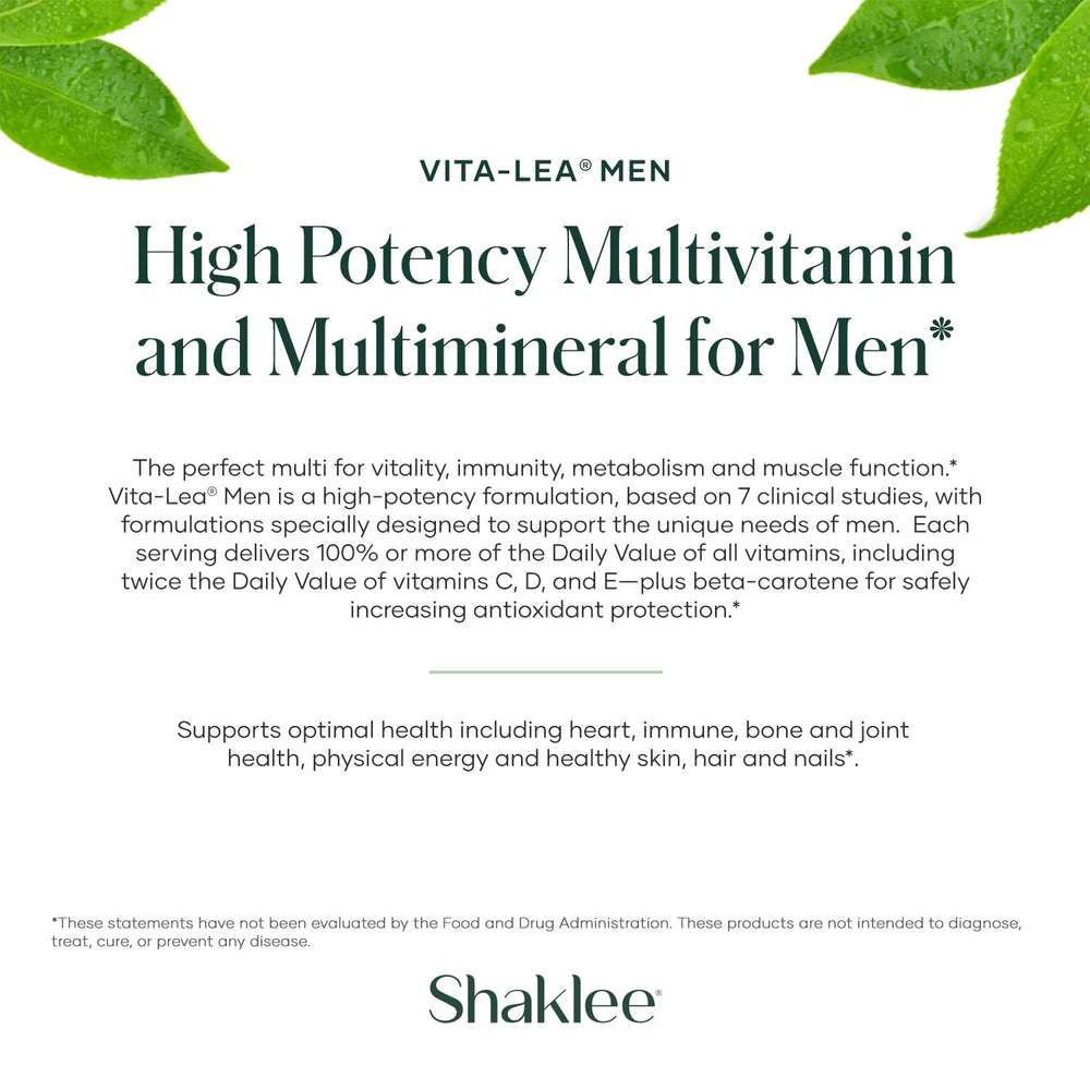 Shaklee Vita-Lea Men bottle on a desk for easy daily routine
