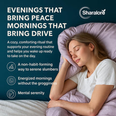 Sharalore bottle on nightstand ideal for bedtime routines