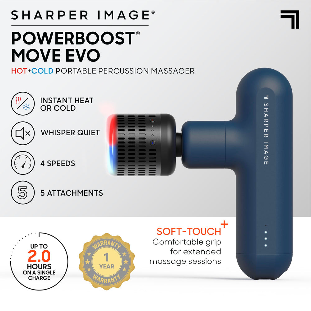 Sharper Image Powerboost Move Evo demonstrates hot and cold therapy for versatile recovery sessions.