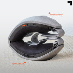 Sharper Image RealTouch air-compression detail highlights targeted massage around eyes and temples.