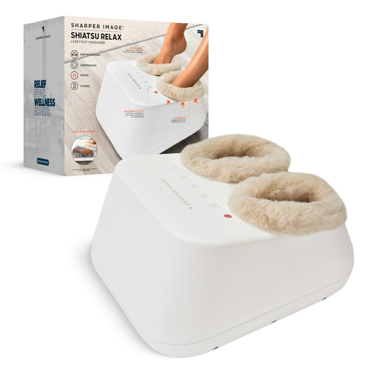 Sharper Image Shiatsu Luxe Foot Massager targets heels with deep kneading for relaxing relief.