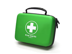 SHBC waterproof first aid kit in compact EVA case, ideal for home or travel.