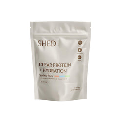 Shed Clear Protein with Electrolytes bottle pour for fast hydration after workouts.