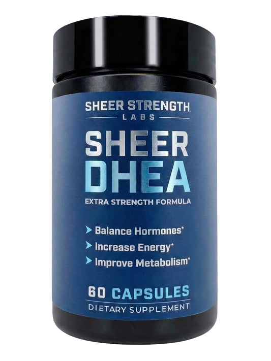 Sheer Strength DHEA 100 mg: botella para uso diario y energía sostenida