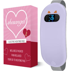 Shesangel portable cordless heating pad for cramps provides on-the-go relief.