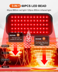 SHEVIEW red light therapy pad back view showing compact form.