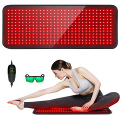 SHEVIEW red light therapy pad shows full-body layout for at-home relief and relaxation.