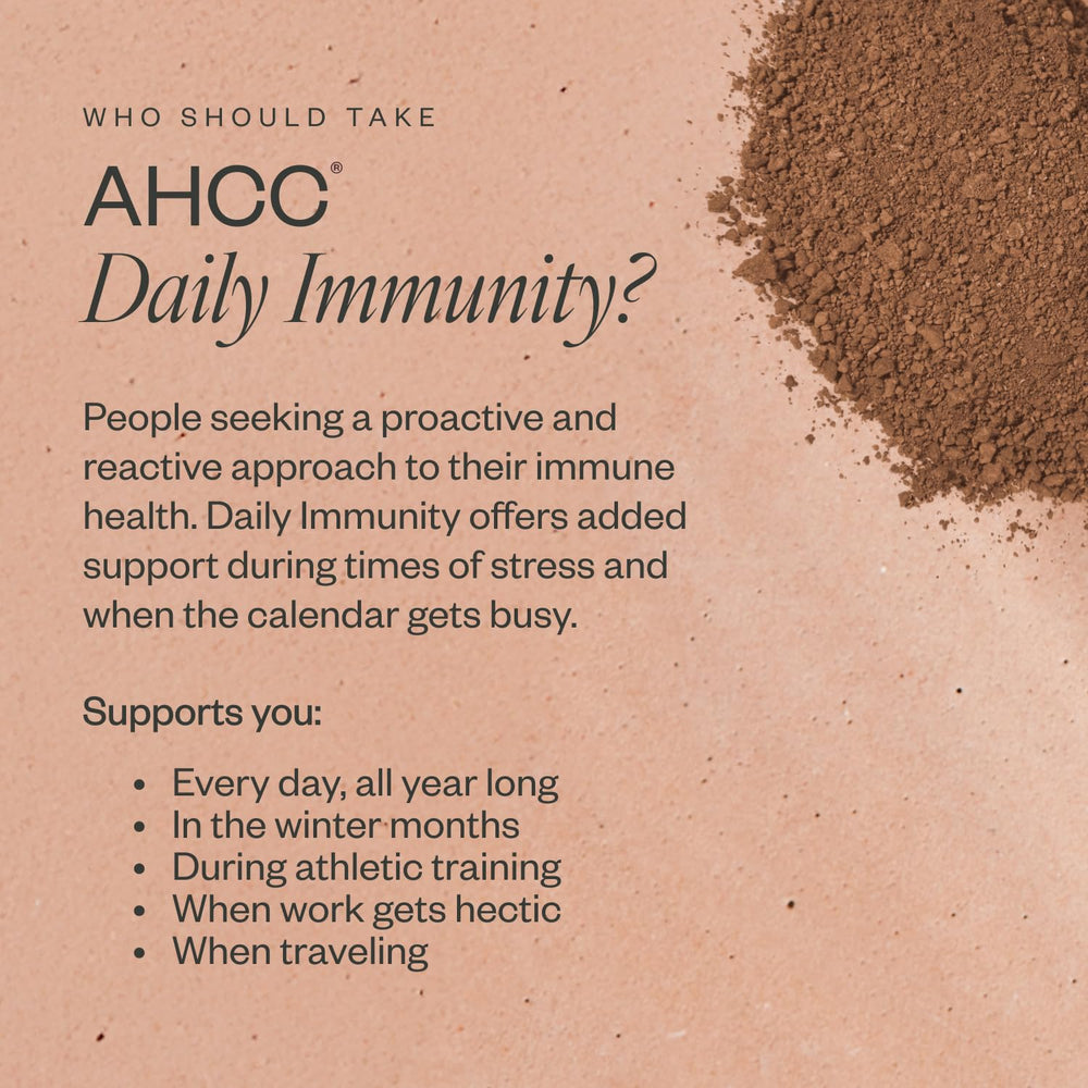 Close-up of SHII AHCC powder texture showing fine consistency