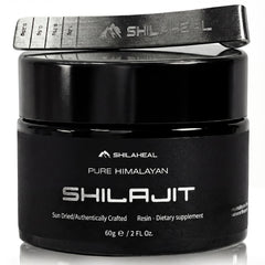 SHILAHEAL Shilajit Resin in an amber jar supports daily energy with minerals